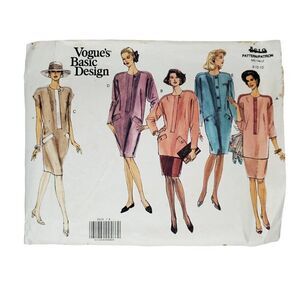 Vintage 90s Vogue Basic Button Front Shift Dress Pattern 2619 8 10 12 Uncut